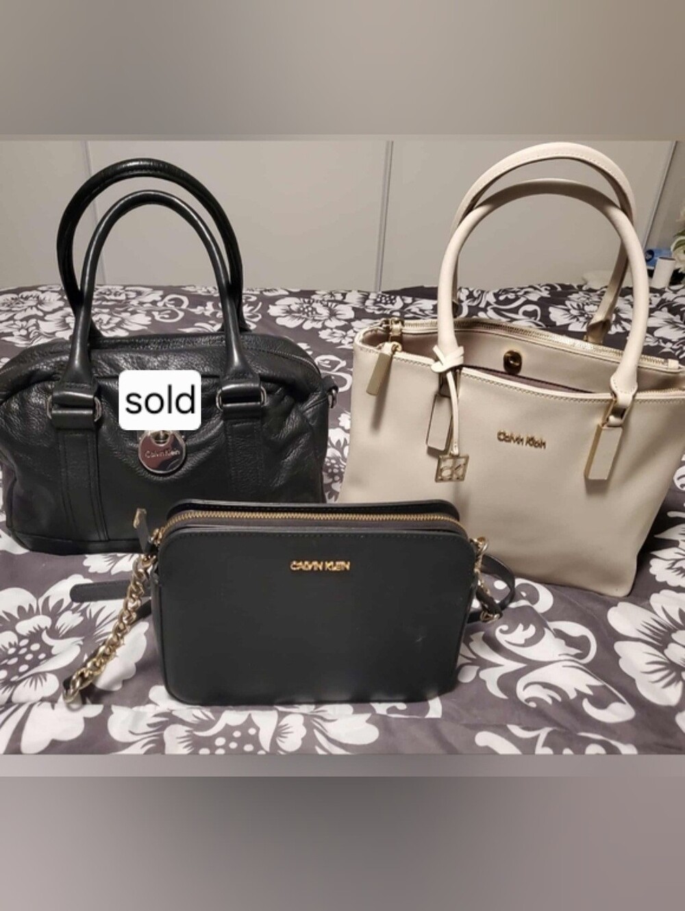 Calvin Klein Black and Cream Satchel Duo